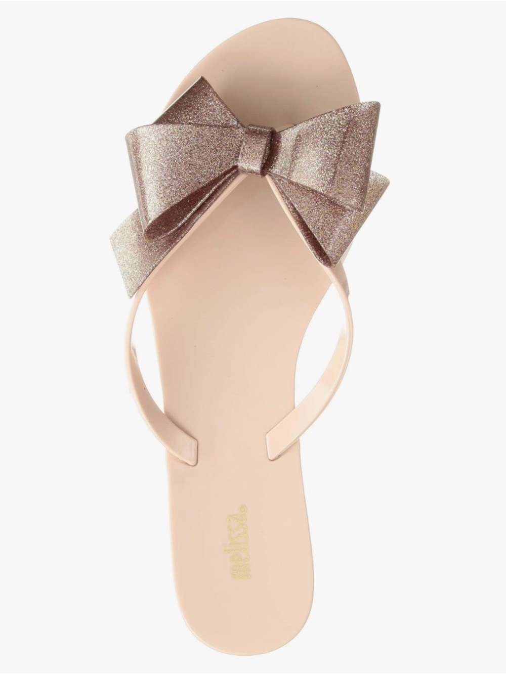Melissa Harmonic Bow III blush pink glitter jelly sandals in size 8